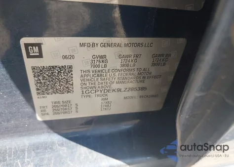 2020 Chevrolet Silverado 1500 4Wd Short Bed Lt from USA, damaged, VIN 1GCPYDEK9LZ285385